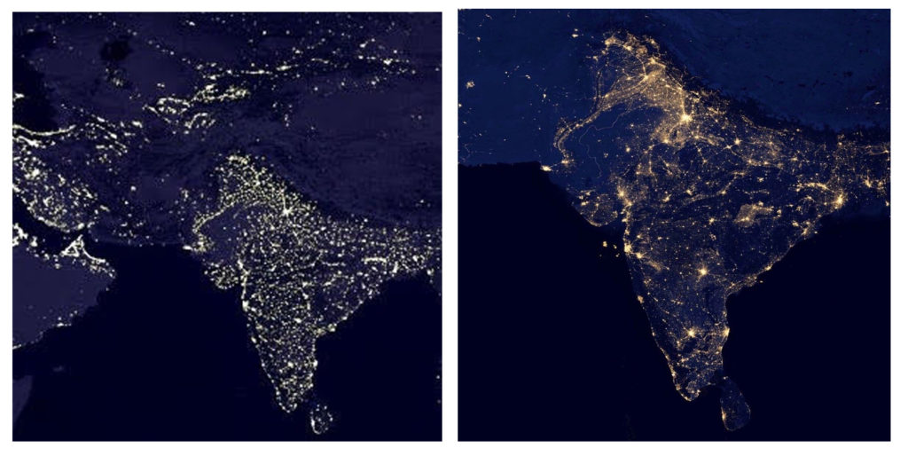 Left: NASA image acquired April 18 - October 23, 2012; Right: NASA image acquired October 1, 1994 - March 31, 1995.