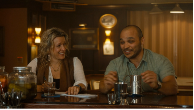 Connie interviewing Gil at Lodge 49.